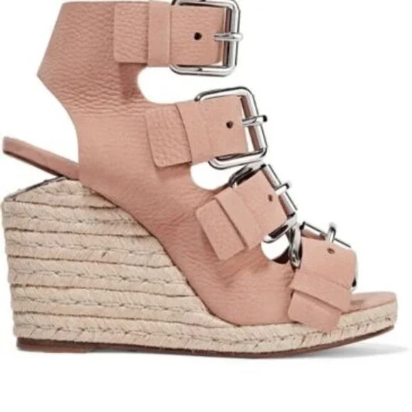 Alexander Wang ‘JO’ BUCKLE WEDGE SANDALS/ BLUSH New!! SIZE 39 - 8.5M - Picture 10 of 10